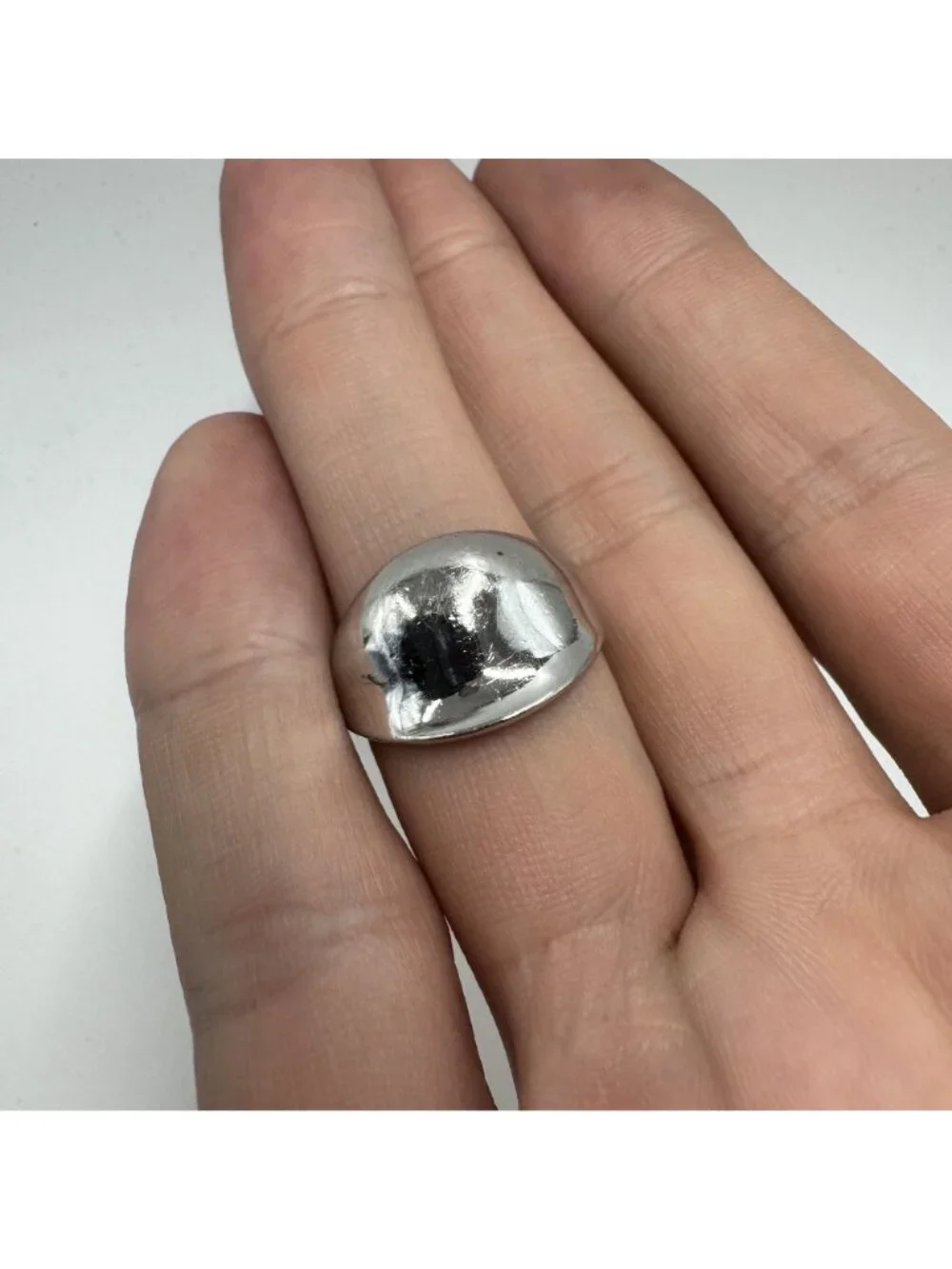 VTG Solid Sterling Silver 925 Dome Design Tapered Band Ring Size 8.5 Fit